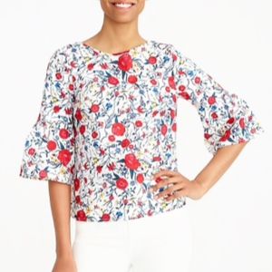 J.crew Cotton Floral Top _ Bell sleeve_ Size 4